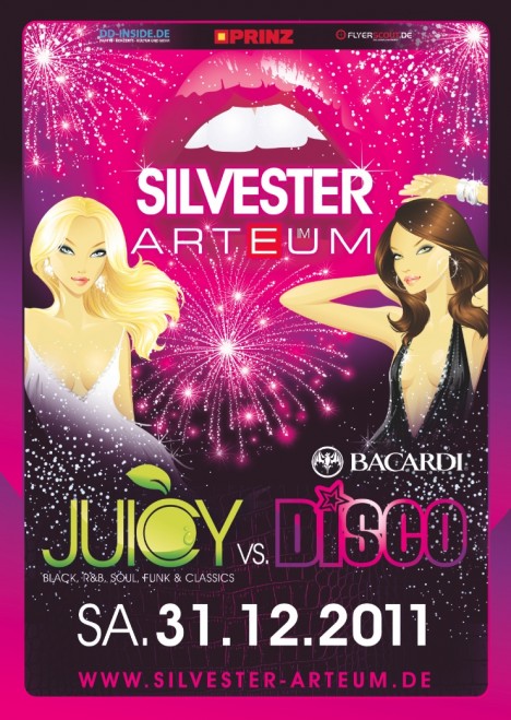 Flyer SILVESTER im ARTEUM pres. by JUICY & Bacardi Disco