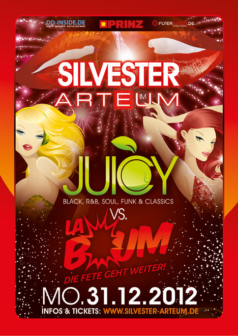 Flyer SILVESTER im ARTEUM präsentiert von JUICY & LA BOUM