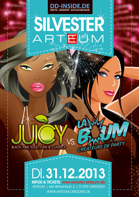 Flyer SILVESTER im ARTEUM: JUICY meets LA BOUM