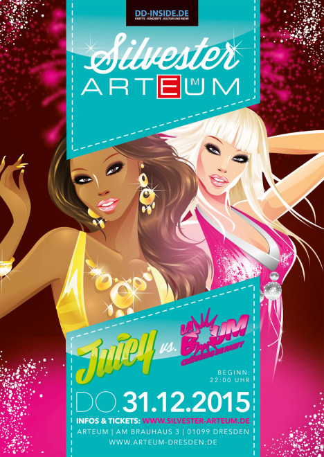 Flyer SILVESTER im ARTEUM: JUICY meets LA BOUM