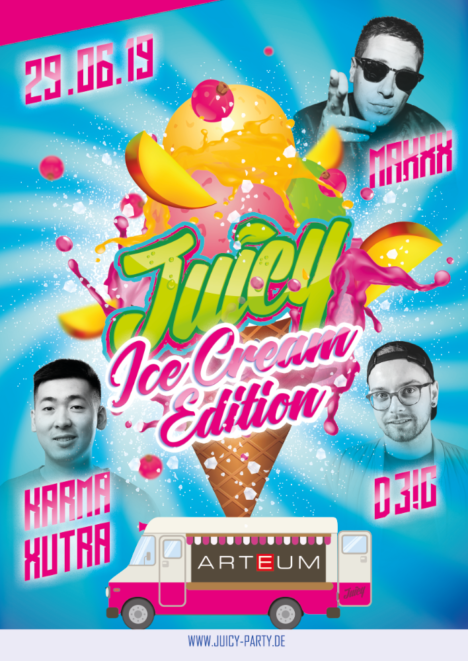 Flyer JUICY PARTY • Arteum • Dresden
