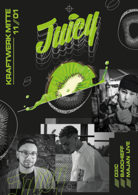 Flyer JUICY PARTY • Kraftwerk Mitte