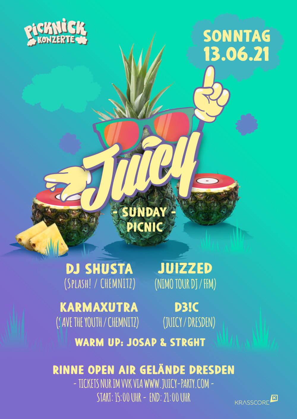 Flyer JUICY SUNDAY PICNIC w/ JUIZZED, SHUSTA & D3!C