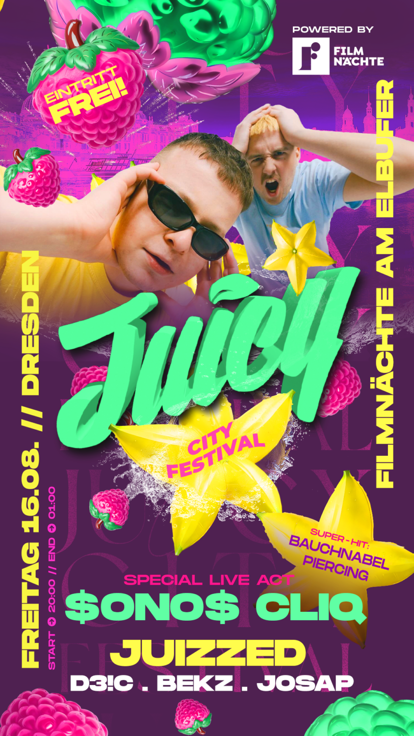 Flyer JUICY CITY FESTIVAL • Filmnächte am Elbufer
