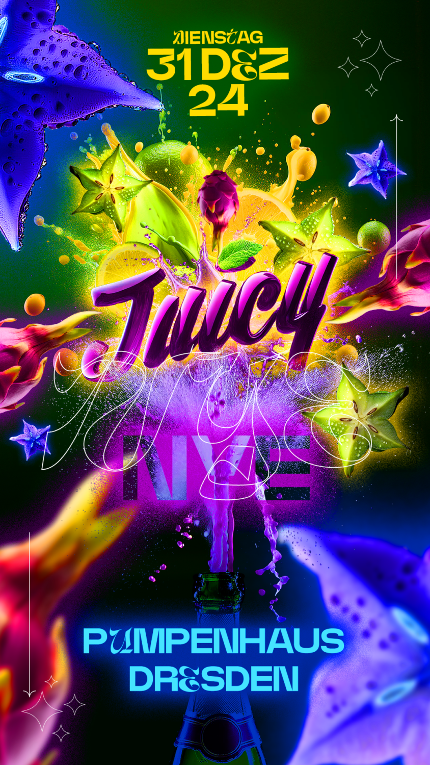 Flyer JUICY SILVESTER • Altes Pumpenhaus