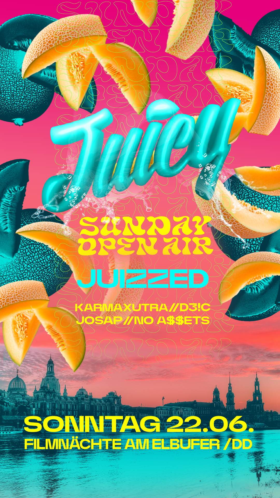 Flyer JUICY SUNDAY • Filmnächte am Elbufer